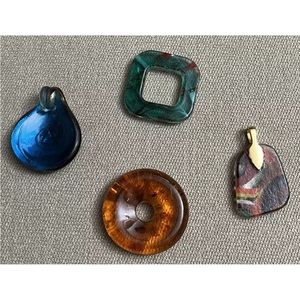 Murano Inspired Glass Pendants (lot of 4) Multicolored, Beautiful Condition
